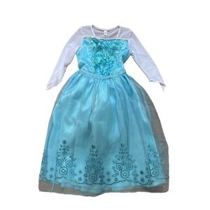 Unbranded Elsa Costume Dress Kids Blue Good Sequin Glitter Frozen SIZE 100 (3T)